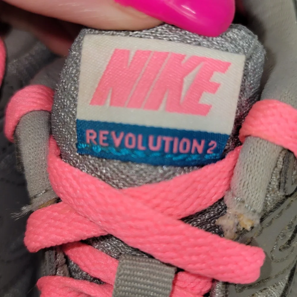 Nike Revolution 2 Running Shoes Womens Size 8 Gray Pink Blue Low Top Sneakers